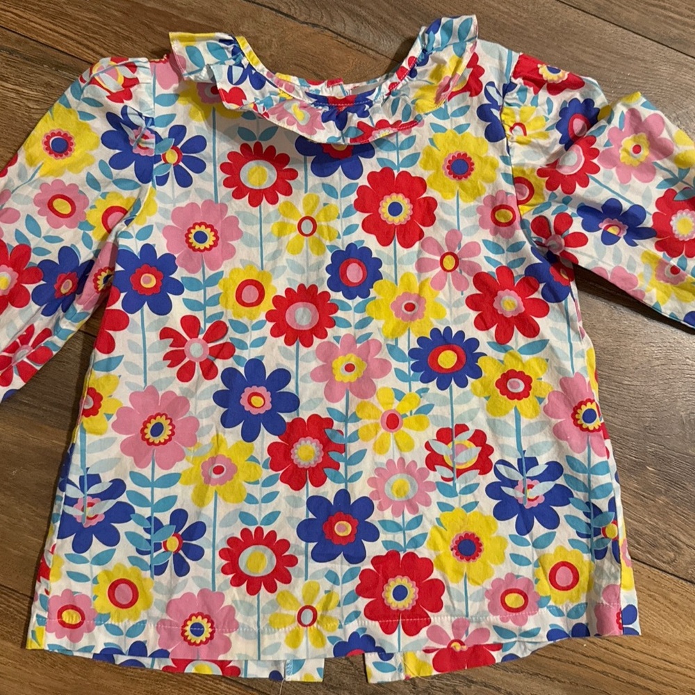 Eliza James Kids Size 6 Colorful Floral Kids Blouse Button Down Back